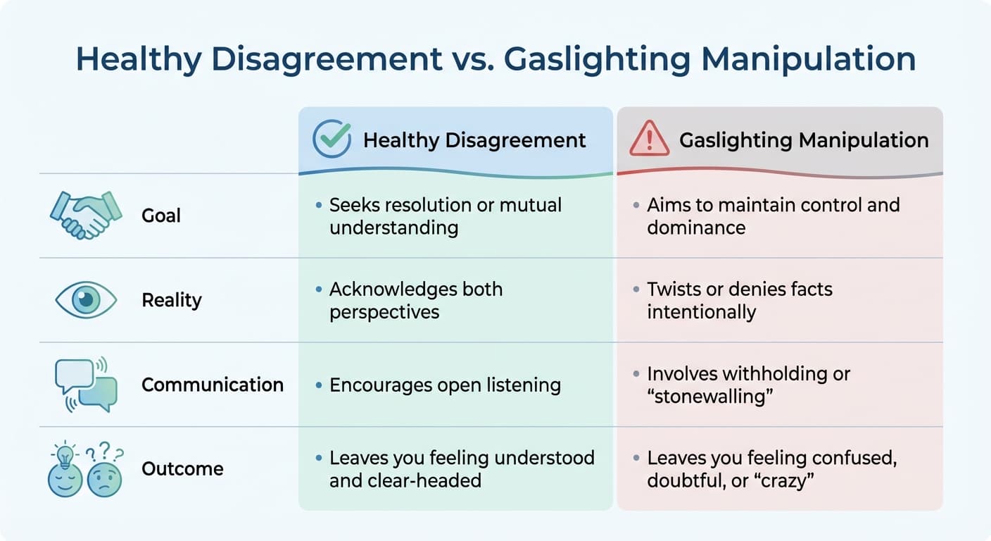 Healthy Disagreement vs Gaslighting Manipulation: Key Differences