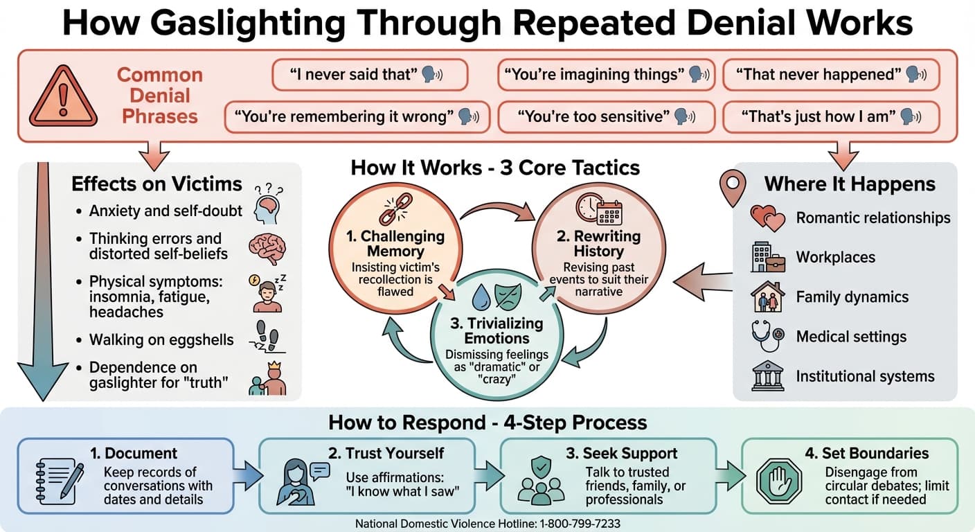 How Gaslighting Through Repeated Denial Works: Warning Signs and Response Steps