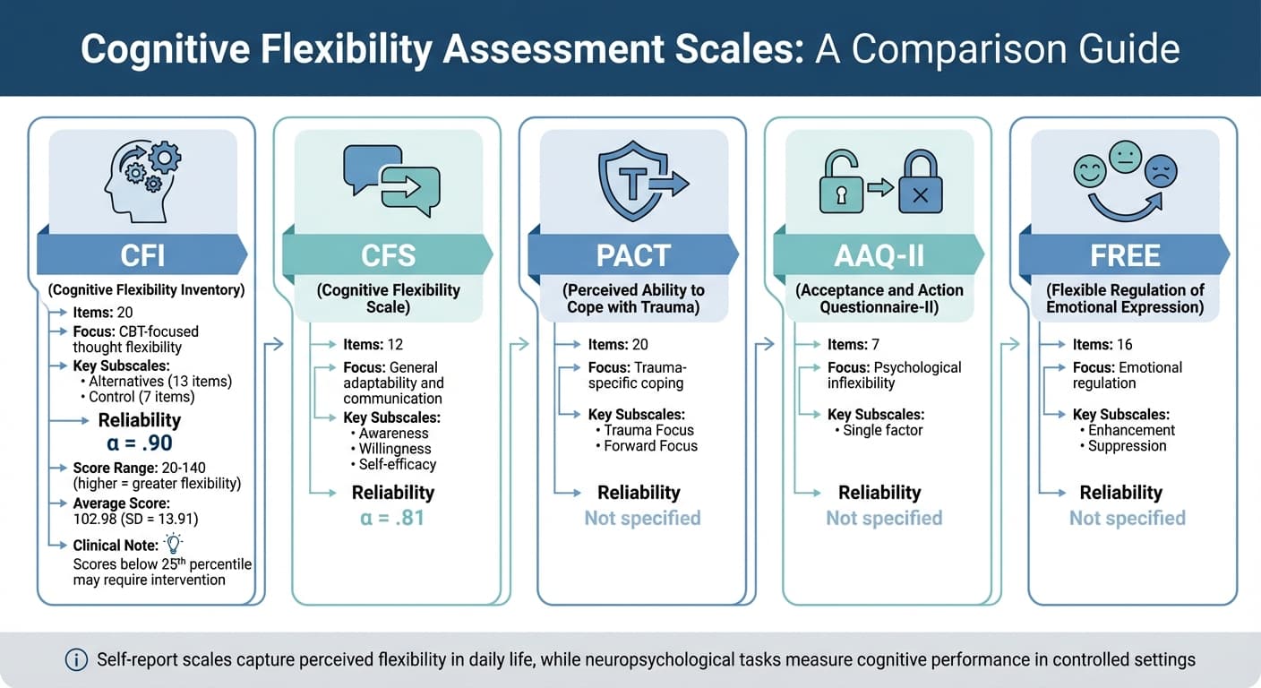 Cognitive Flexibility Assessment Scales Comparison for Trauma Recovery