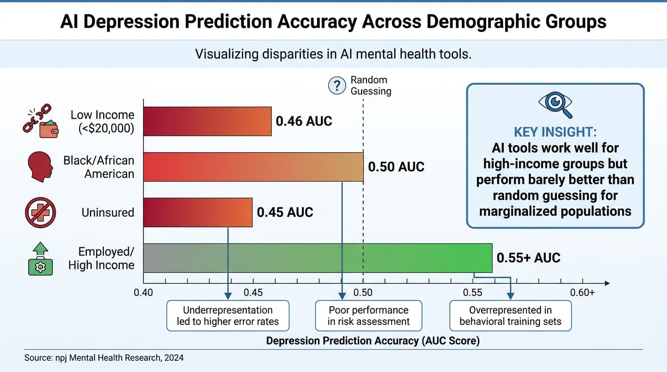AI Mental Health Disparities: Racial, Gender, and Economic Bias in Depression Prediction Accuracy